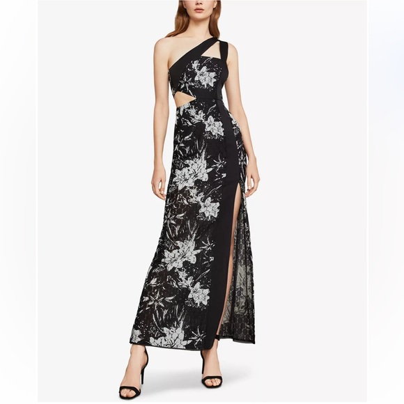 BCBGMaxAzria Dresses & Skirts - EUC BCBGMaxAzria One Shoulder Floral Lace Gown